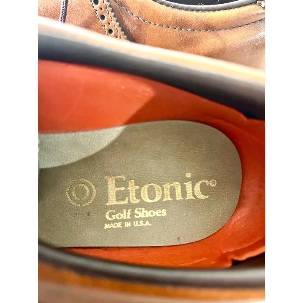Vintage Etonic Professional Golf Shoes Leather Brown Oxford Men Size 10.5